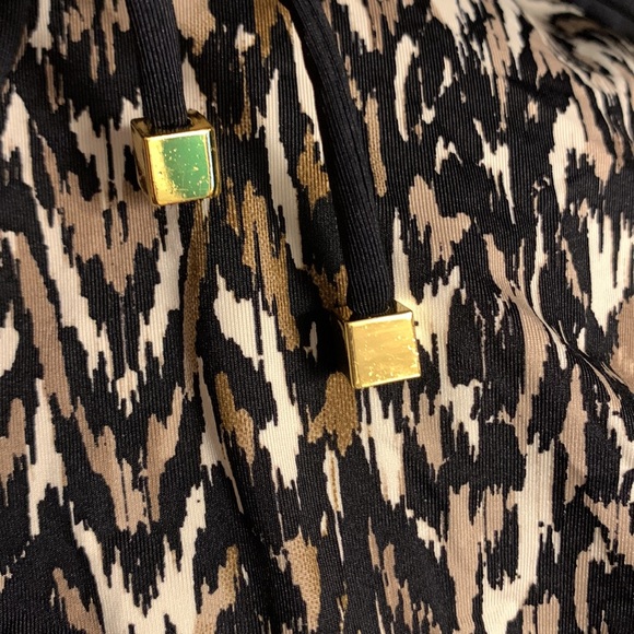 BADGLEY MISCHKA Zara Halter Tankini Top Black Tan white size 10 - Picture 11 of 15